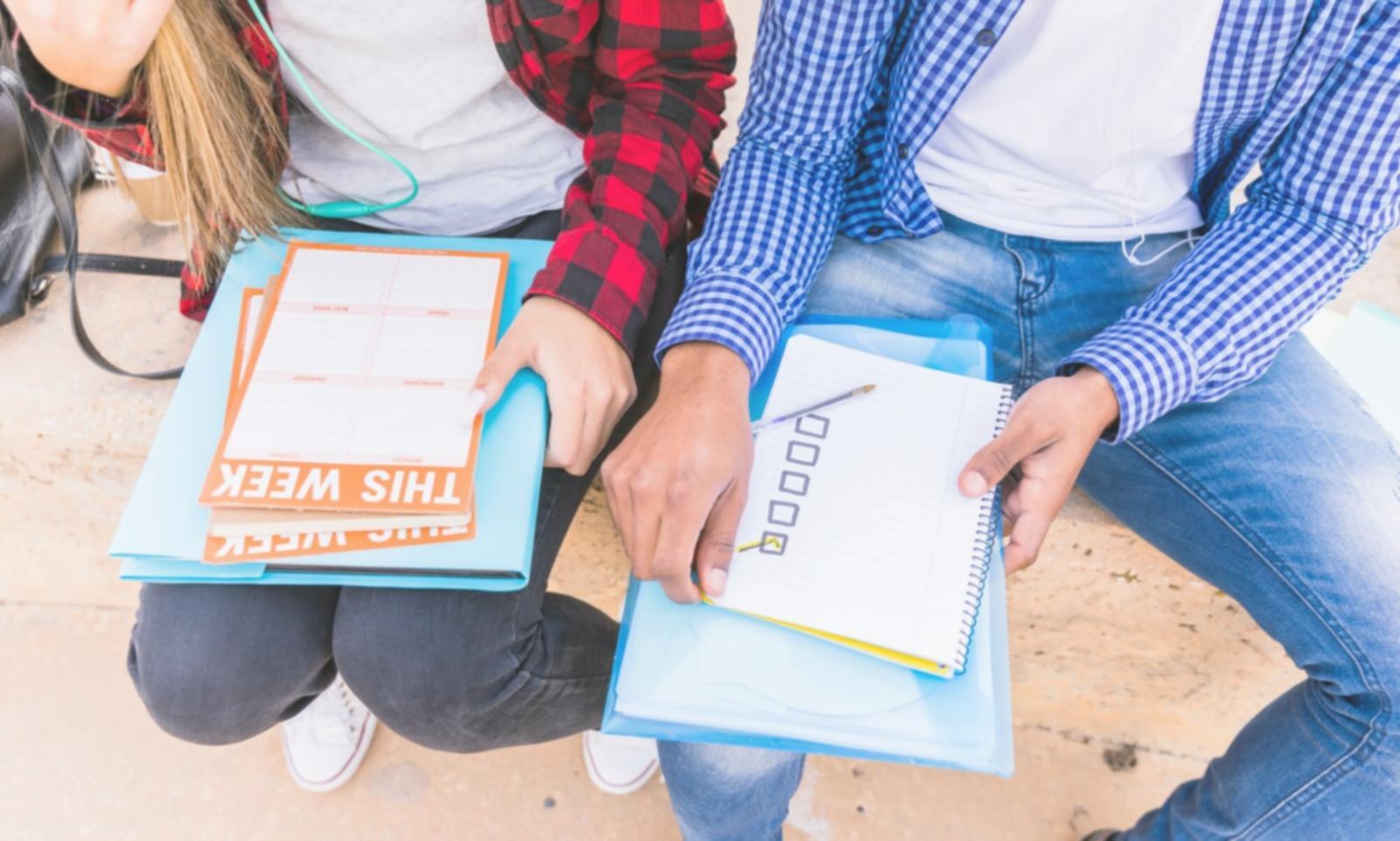 Learning environment showing nutrition planning materials and workout space